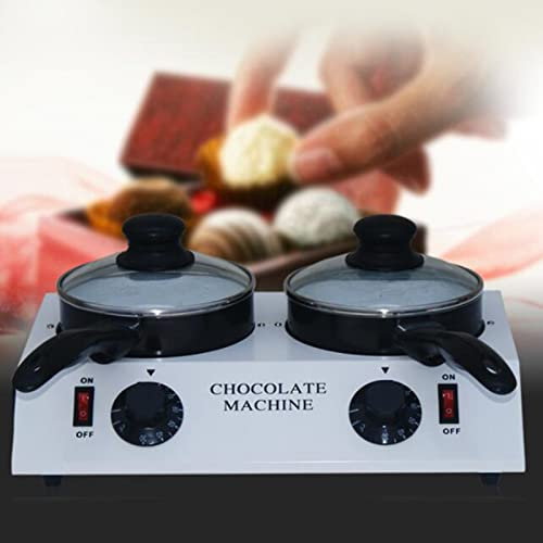 DMMFTERL Chocolate Melting Pot,Ceramic Inner Wall Electric Chocolate Fondue,With Manual Control,for Warming Melting Create Fresh Delicious Desserts Milk Coffee(Double-Pot)
