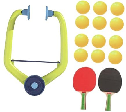 rockible Hängendes Tischtennis Set, Pong, Solo Übung mit Schlägern Und Bällen, Eltern Kind Spielzeug für Sportkinder, Rote Schwarze Schläger
