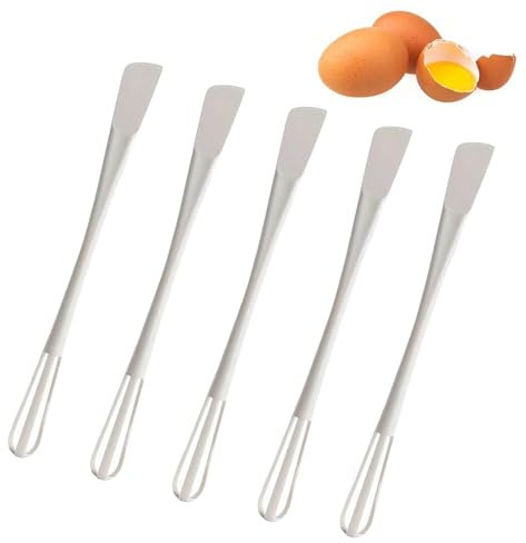 CHENNAN 5 piezas Mezclador De Crema De Huevo Simple 2 En 1, Mini batidores de cocina multifunción de doble cabeza, Batidor de huevos agitador de cuchara de doble extremo, con espátula (Blanco)