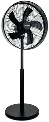 Innoliving Ventilatore Metallo INN-530B/529B, Tavolo o Piantana, Diametro 35-45 cm, 3 Velocità, Modalità Oscillazione, Struttura Robusta Metallo Nero, Inclinazione Regolabile 35-50W (Piantana 120cm)