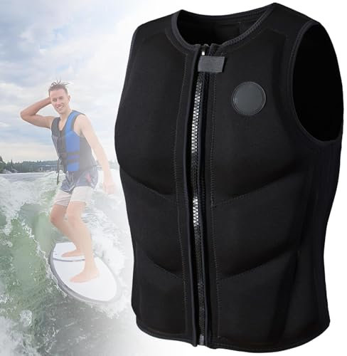 FOVIGUO Neopren-Rettungsweste Erwachsene Kinder Paddle-Board Schwimmweste Verstellbarer Schwimmkörper Schwimmweste zum Schwimmen, Kajakfahren Schnorcheln, Angeln Wassersport(M48-58KG)