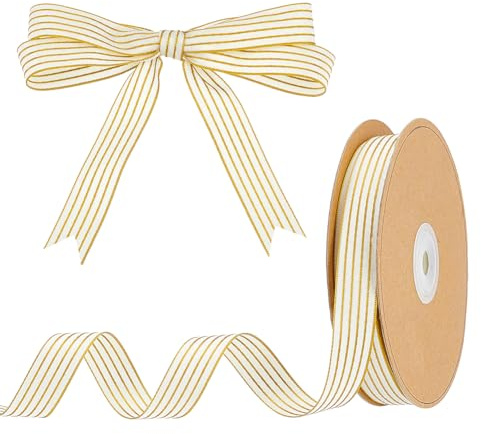 AHANDMAKER 30 meter grosgrain band 0,63 tum brett dubbelt ansikte randigt band för hantverkstillbehör, presentförpackning, semester bröllop jul och födelsedagsfest dekoration, gul
