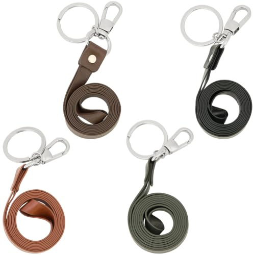 CALFOVERA 4 Cordon Porte Clés en Cuir PU Bicolore avec Fermoir Métallique Cordon de Cou Solide pour Badge D'Identification Collier de 418.5 x 0.39cm de Long Cordon de Bureau pour Hommes et Femmes