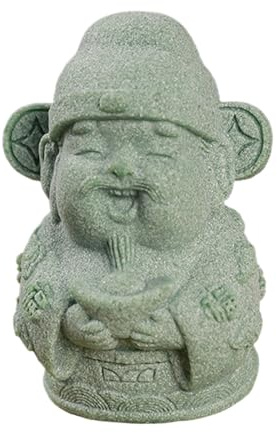 Qcbuegof Dieu de la fortune Statue chinoise porte-bonheur Ornement porte-bonheur Grès Prospérité Figurine miniature Maison Bureau Décoration Paysage Jardin Origine