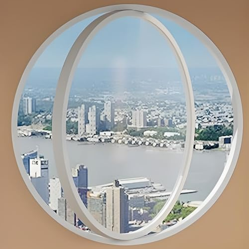Kaverno Fenêtre Ronde avec Cadre en Aluminium Et Verre Trempé, Fenêtre Ronde en Verre Trempé, Fenêtres D'Éclairage Et De-Ventilation pour Salle De Bain, Chambre, Salon(White+Transparent,45cm/17.7in)