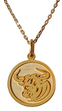 WWRPG_01097 - Collar de plata de ley 925 de 24 mm, cadena de 45,7 cm, collar de cabeza de toro, colgante de cabeza de toro, sólido del zodiaco, colgante del signo de Tauro, día de la madre, joyería