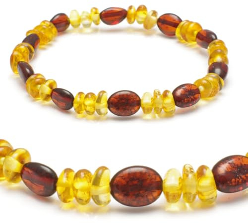 Bernstein Armband auf Gummiband - Bernsteinarmband für Damen & Herren & ganze Familie - Echter Schmuck aus Ostsee Bernstein Perlen - Weinachtsgeschenke kleinigkeiten