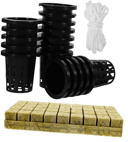 SHINEOFI Kit de Culture Hydroponique avec Paniers et Supports Pots de Germination Corde de Coton pour Plantes sans Sol et Nutrition Hydroponique