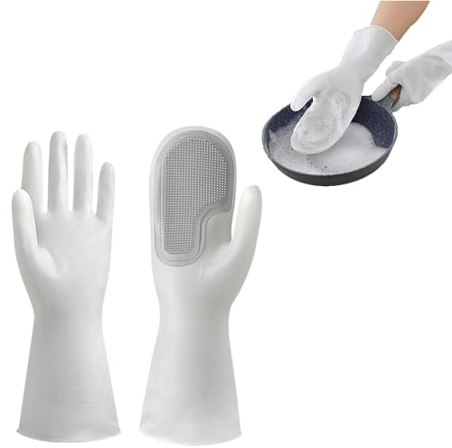 Syiyunran Putzhandschuhe Haushaltshandschuhe Lange Spülhandschuhe Gummihandschuhe - Grau, 1 Paar, Wasserdichte Reinigungshandschuhe, Ausführung, Geeignet für Küche, Bad Mehrzweck Zauberbürste