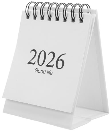 MAGICLULU Mini-tischkalender 2026–2027, Monatlicher Mini-tischkalender zum Aufstellen, Klappkalender mit Metallring Und Doppelspiralbindung, Tragbar für Die Planung im Homeoffice, Weiß