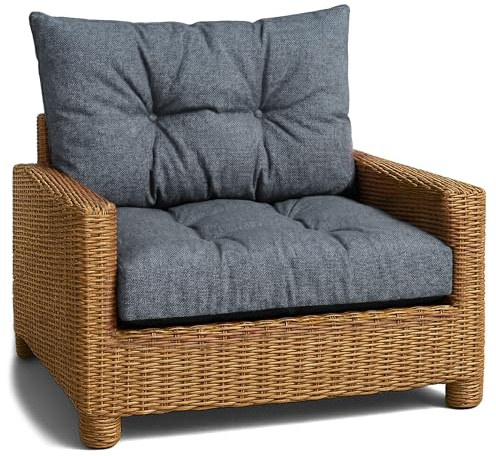 Polster für Gartenmöbel Set Sitzpolster 50x50 cm und Rückenkissen 40x50 cm - Lounge Kissen Outdoor Polster Balkon und Gartenmöbel-Kissen Loungekissen Gartenpolster Auflagen für Rattanmöbel