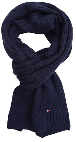 Tommy Hilfiger Schal Strickschal Cotton Cashmere Scarf Blau Space Blue
