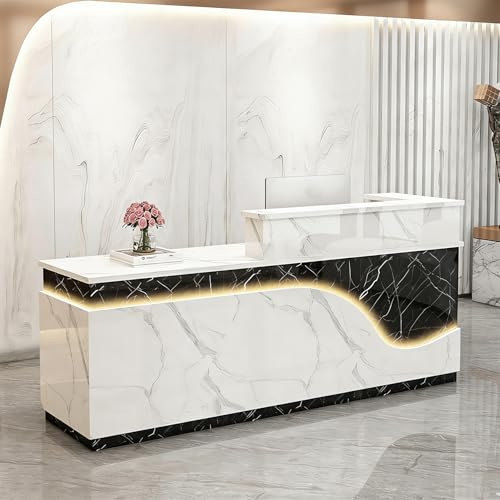 yurstcggh Empfangstheke Holz,Rezeptionsmöbel,Empfangstheke Rezeption L-Förmiger Empfangstisch,Verkaufstheke Mit Schubladen Und Schränken,Rezeptionstheken Für Salon Geschäft Hotel Büro 180×60×100cm
