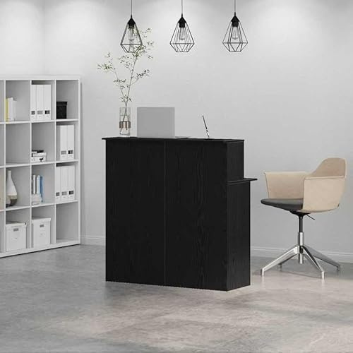 Eleganz Empfangstheke Schwarz 100x50x103,5 cm aus Holzwerkstoff für Großraumbüro | Langlebig & Modern | Arbeitsplatzlösung für Empfangsbereiche