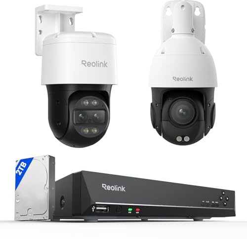 REOLINK 4K PTZ Surveillance System, 1X 4K PoE Security Cameras with 3D 16X Optical Zoom RLC-823S2, 1X 8MP 6X Hybrid Zoom IP Camera Trackmix PoE, 1X 8CH NVR RLN8-410 Bundle, Secure 24/7 Local Storage,