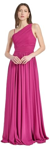 VALORIALUXE Abito Lungo Elegante Donna Monospalla – Corpetto Plissettato, Linea Fluida in Tessuto Morbido – Vestito da Cerimonia,