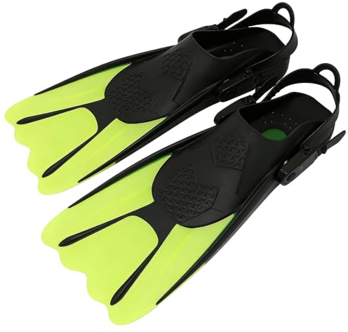 mizikuu Schnorchelflossen verstellbar, Schwimmflossen Erwachsene Unisex Gr.39-43 Tauchflossen Kurze rutschfeste leichte Taucherflossen mit Netztasche für Schnorcheln, Tauchen und Schwimmen, Grün, L