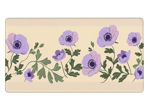 Tappetino Mouse Gaming XXL, 2000x1000x3mm Grande Tappetino Scrivania Cuciti Base in Gomma, Mouse Pad Impermeabile Antiscivolo, PC Desktop Ufficio, Migliora Precisione Velocità (Fiori Viola) xR7-937