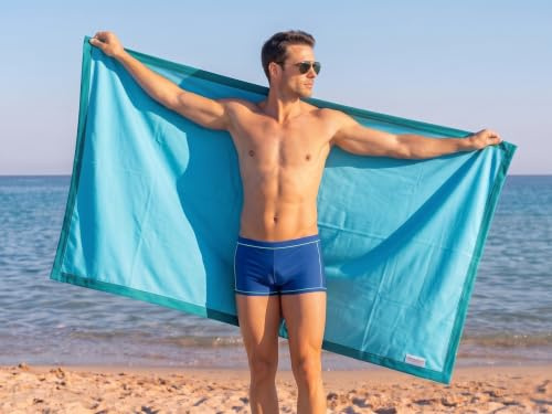 o-day Telo Mare Microfibra 90x180cm con Bordino a Contrasto Asciugamano Mare Leggero Asciugatura Rapida Antisabbia Salvaspazio Telo Spiaggia Uomo Donna Ideale per Mare Piscina Viaggio
