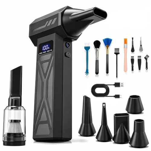 Soplador de Aire Potente, 3 Velocidades,150000 U/min, Aire Comprimido Limpieza PC, Soplador de Aire con Batería de 4000mAh, Portátil Air Duster para Limpiar PC,Coche, Laptop, Teclado