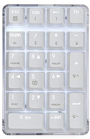 Qisan Clavier numérique mécanique GATERON Brown Interrupteur Blanc câblé Numpad rétroéclairé 21 Touches Clavier Portable Disposition étendue White Magicforce