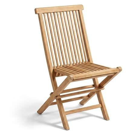 SAM Teak-Holz Klappstuhl, Menorca, 2er Set, zusammenklappbarer Hochlehner aus Massivholz, Balkon, Terrasse oder Garten, Braun