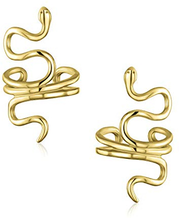 Helix Climber Crawler Schlange Serpent Clip On Wrap Draht Knorpel Lappen Ohr Manschette Ohrringe Für Frauen Teen Männer Nicht Durchbohrtes Ohr 14 Karat Vergoldet .925 Sterling Silber Paar