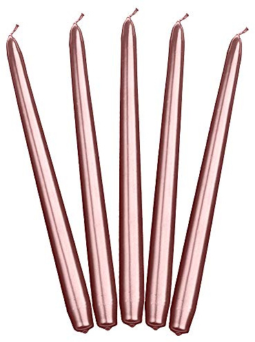 DekoHaus 10 Stück Stabkerzen 24cm Roségold Metallic - Brenndauer ca. 5 Std