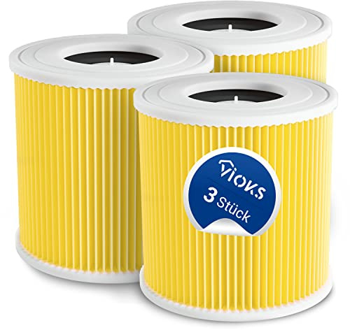 VIOKS 3x Filter Rund Staubsauger Ersatz für Kärcher 6.414-552.0 64145520 | ersetzt 2.863-303.0 28633030 KFI3310, für Staubsauger Nass Trockensauger WD1 WD2 WD3 KWD1 KWD3 SE4001 SE4002