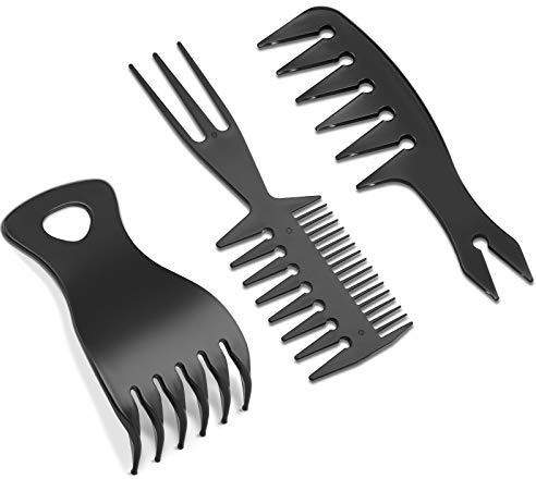 3 Pieces Styling Comb Set - Texturizing, Tri-Comb, Double Side Brushes, Wide Tooth Shaping and Teasing Wet Tools for Long, Thick, Curly Hair