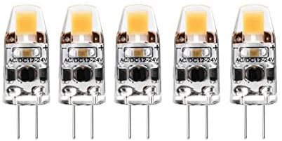 G4 LED Lampen dimmbar, 2W G4 LED Birnen AC/DC12-24V Warmweiß 3000K 180LM, Ersatz für 20W Halogenlampen Kein Flackern, für Dimmer geeignet Stiftsockel 360° LED Leuchtmittel, 5er Pack