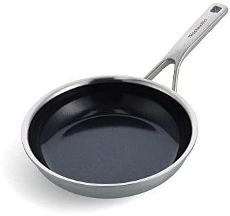 KitchenAid Multi-Ply Stainless Steel PFAS-freie keramische Antihaft-Bratpfanne aus Edelstahl, 20 cm, Induktion, Multi Clad, Silber