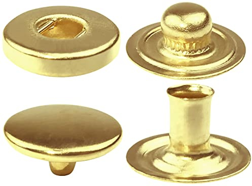 AERZETIX - C56634 - Set di 10 Bottoni pressione a molla Ø10mm in 4 parti metallici - colore oro - per borsa jeans pantaloni portafogli - pelletteria abbigliamento pelle artigianato