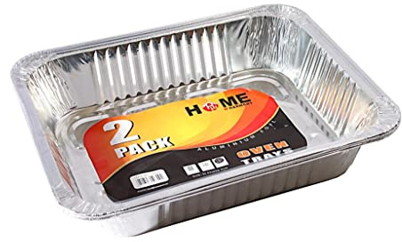 Best House Medium Size Rectangular Aluminium Foil Baking Trays - Foil Pans for Food Storage, Baking, Roasting, Takeaway and Party (L 32 x W 26 x H 6.5 cm) (Pack of 20 Trays)