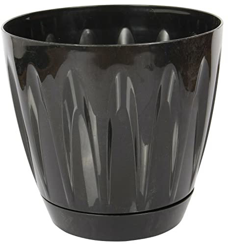 Jolie Max Large Flower Pot. (22 Lt) Plant Pot with Self Saucer. Round Flower Pot. (Black)