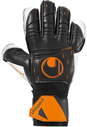 uhlsport SPEED CONTACT SOFT FLEX FRAME Torwarthandschuhe Fußball schwarz/weiß/fluo orange Größe 8.5
