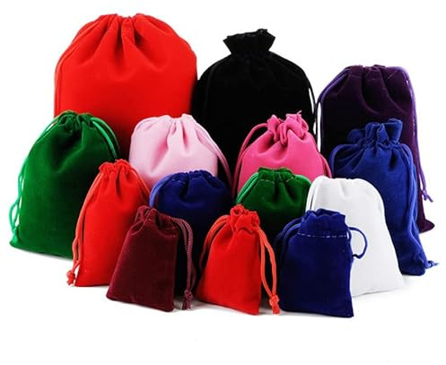 Duories 10 Stück Samtbeutel Schmuckbeutel Groß Säckchen mit Kordelzug Geschenkbeutel Stoffbeutel zum Befüllen Samttasche für Hochzeit Party Geschenk Schmuck Jewelry Gifts, 30 x 40 cm Mischfarben