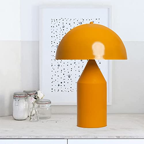 bamyum Lipeo Tischlampe Mit Kabel Gelb Tischleuchte Ø30 cm, Pilz Lampe Metall, Vintage Pilzlampen E27 Tischlampe Wohnzimmer, Nachttischlampe Seitenlampe Pilzlampen Gelb, Moderne Beleuchtung