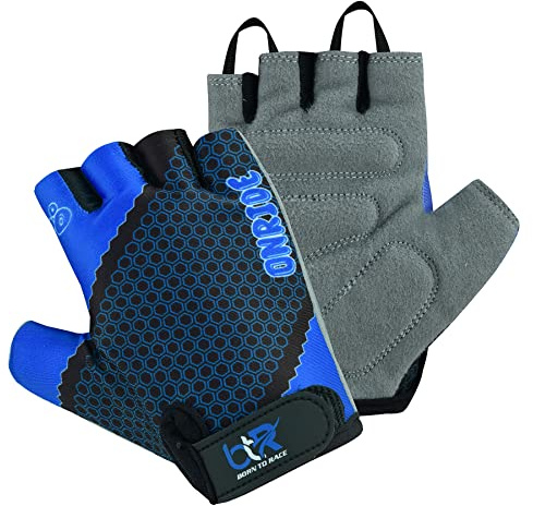 Kids Cycling Gloves Boys Girls Children Scooter BMX Bike Cycle Bicycle Riding Mitts Half Finger Gloves (Blue, XXS (Age 7 to 8 Year))