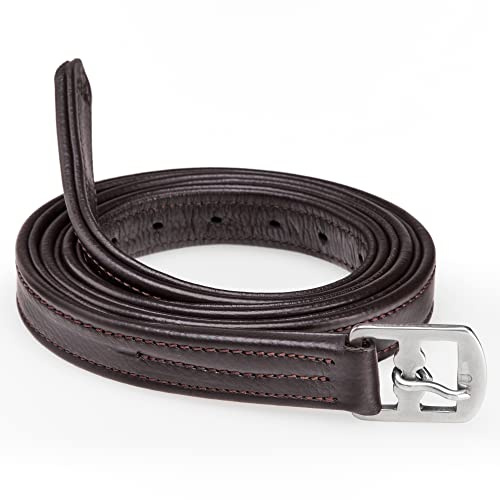Cottage Craft Stirrup Leathers - Set of 2 Horse Non Stretch Leather Stirrups with a Stainless Steel Buckle - Brown, Size 48