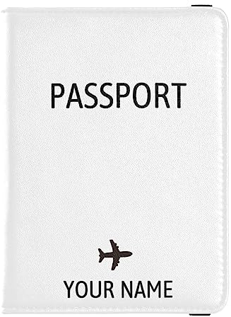 Personalisierte Reisepasshülle, Brieftasche, Kombi, individueller Name, PU-Leder, Reisepass, Impfkarten-Schutz für Frauen und Männer, Reisegeschenk, Flugzeug, Weiss/opulenter Garten, Einheitsgröße