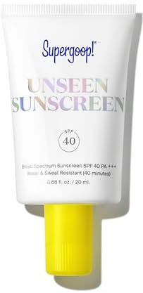 Supergoop! Unseen Sunscreen - SPF 40 - Clear & Invisible Face Sunscreen + Broad Spectrum + Makeup-Gripping Primer - Weightless, Scentless, Oil Free - For All Skin Types & Tones - 0.68 fl oz