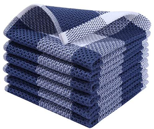RWRAPS Paño de Cocina de algodón para Cocina y hogar, Toalla de Cocina Suave y Absorbente con Lazo para Colgar, Herramientas limpias Reutilizables (Color: D, tamaño: 6 Piezas) (6 Piezas Plateadas)