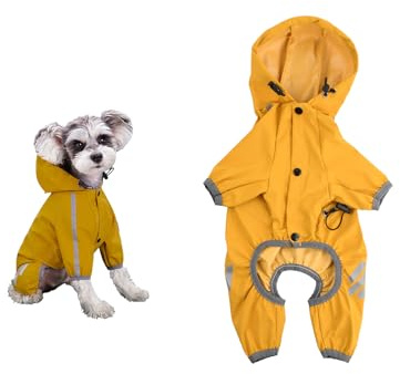 Cozlly Veste de Pluie pour Chien, Manteau Imperméable pour Chien, Poncho d'extérieur pour Chiot avec Cordon de Serrage réglable, Réfléchissante Plein Air Respirant Vêtements pour Petits Chiens (L)