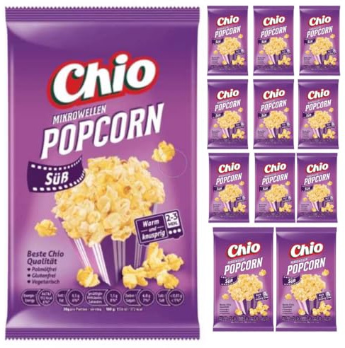 Chio, Mikrowellen-Popcorn-Dessert, Instant-Snack-Popcorn 100 Gramm x 12 Stück