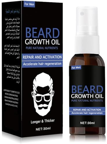 Beard Hair Growth Oil Spray, Men's Natural Daily Growth Formula for Beard and Facial Hair, 30ml Beard Combing Oil, Nourishes and Promotes Growth, Beard Care