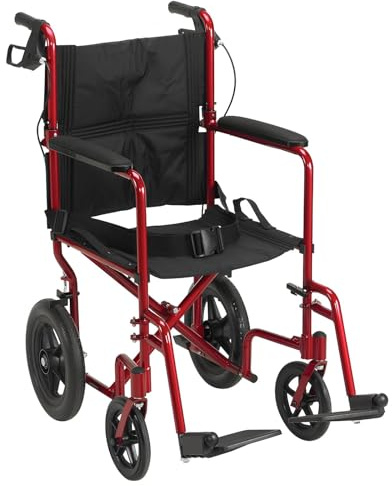 DYHQQ Ultraleichter Transportrollstuhl Wiegt Nur 22 Pfund, Klappbarer Reiserollstuhl Mit Handbremsen, Aluminium-Transportrollstuhl Für Lagerung Und Reisen