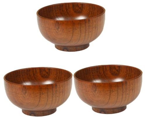 PRETYZOOM 3 Pièces bol en bois bol simple de rangement s s de fruits s pour enfants récipient alimentaire en bois de soupe de service saladier Bois de jujubier