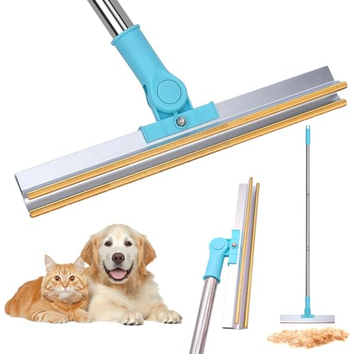 Meff-Mluk Pet Hair Remover Carpet Rake Lint Scraper with Adjustable 140cm Long Handle for Couch Rug, Dog Cat Hair Removal Brush Tool, Reusable Fur Broom for Car Furniture Mat Stairs