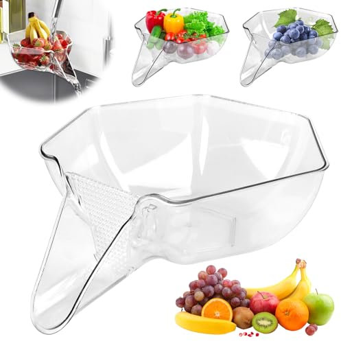 Escurridor multifuncional 2024 nuevo cesta de drenaje de cocina con embudo, colador de drenaje de cocina, colador transparente, fregadero de cocina para lavar frutas, verduras, ensaladas, alimentos,